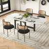 Bencmate Accent Chairs Modern Upholstered Dining Chairs Set of 2, Rattan Back, Accent Kitchen Chairs, Pink, 20.5"*20.5"*30" - 2 of 4