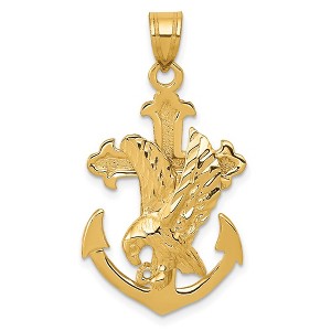 Black Bow Jewelry 14k Yellow Gold Mariner Cross with Eagle Pendant - 1 of 4