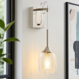 POWLIG 5.11" Modern Adjustable Wall Sconces - Dimmable Bathroom Lighting with Glass Shade - 1 of 4