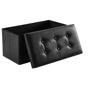 Itopfox Folding Storage Ottoman Bench with Faux Leather Seat, 85L Hidden Storage for Living Room, Bedroom, Hallway, Supports 350lbs - 1 of 4