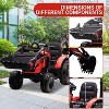 4-in-1 Kids Ride on Tractor, 24V Remote Control Excavator Toy with Trailer, Shovel Bucket, Digger, EVA Tires, LED Light, Music, USB, 5mph Max, Red - 3 of 4