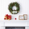 Nearly Natural 20-in Cedar, Antlers, Lily and Ruscus with Berries Artificial Wreath - 3 of 3