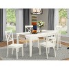 HomeStock 5-Piece Linen White Finish Solid Wood Top Dining Table with 4 Chairs - 2 of 4