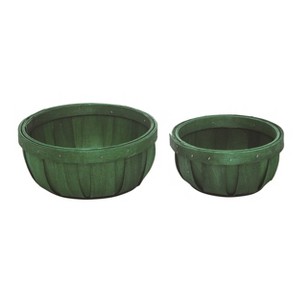 Transpac Wood 8.07 in. Green Spring Woven Shallow Baskets Set of 2 - 1 of 2