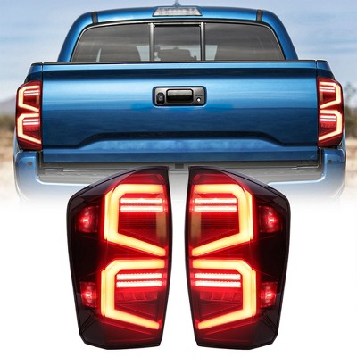 AMERICAN MODIFIED Smoked LED Tail Lights Vehicle Replacement Accessory Compatible with 2016 to 2023 Toyota Tacoma Models, 1 Pair, Matte Black