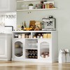 Modern Buffet Cabinet with LED Lights, White Sideboard Cabinet with 2 Glass Doors, Coffee Bar Cabinet with Adjustable Shelves for Kitchen Room - 4 of 4