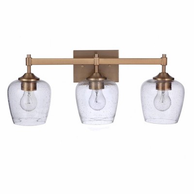 Stellen 22" Satin Brass Vanity Light with Clear Glass Shades
