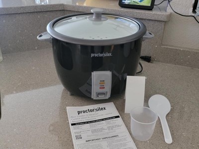 Proctor Silex Rice Cooker & Food Steamer, 30 Cups Cooked (15 Cups  Uncooked), Includes Steam and Rinsing Basket, Black (37555)