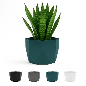 Bloem Tuxton Geometric Resin Planter Pot with Optional Knock-Out Drainage - 1 of 4