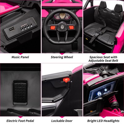 24V Hot Pink and Black Off-Road UTV Ride-On Car