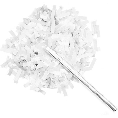 White & Silver Confetti Wands 8 Pack Biodegradable Tissue Paper for Wedding Party, Celebration and Brithday, 14"