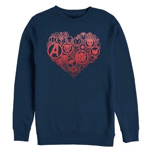 Men's Marvel Valentine's Day Hero Icon Heart Sweatshirt - 1 of 4