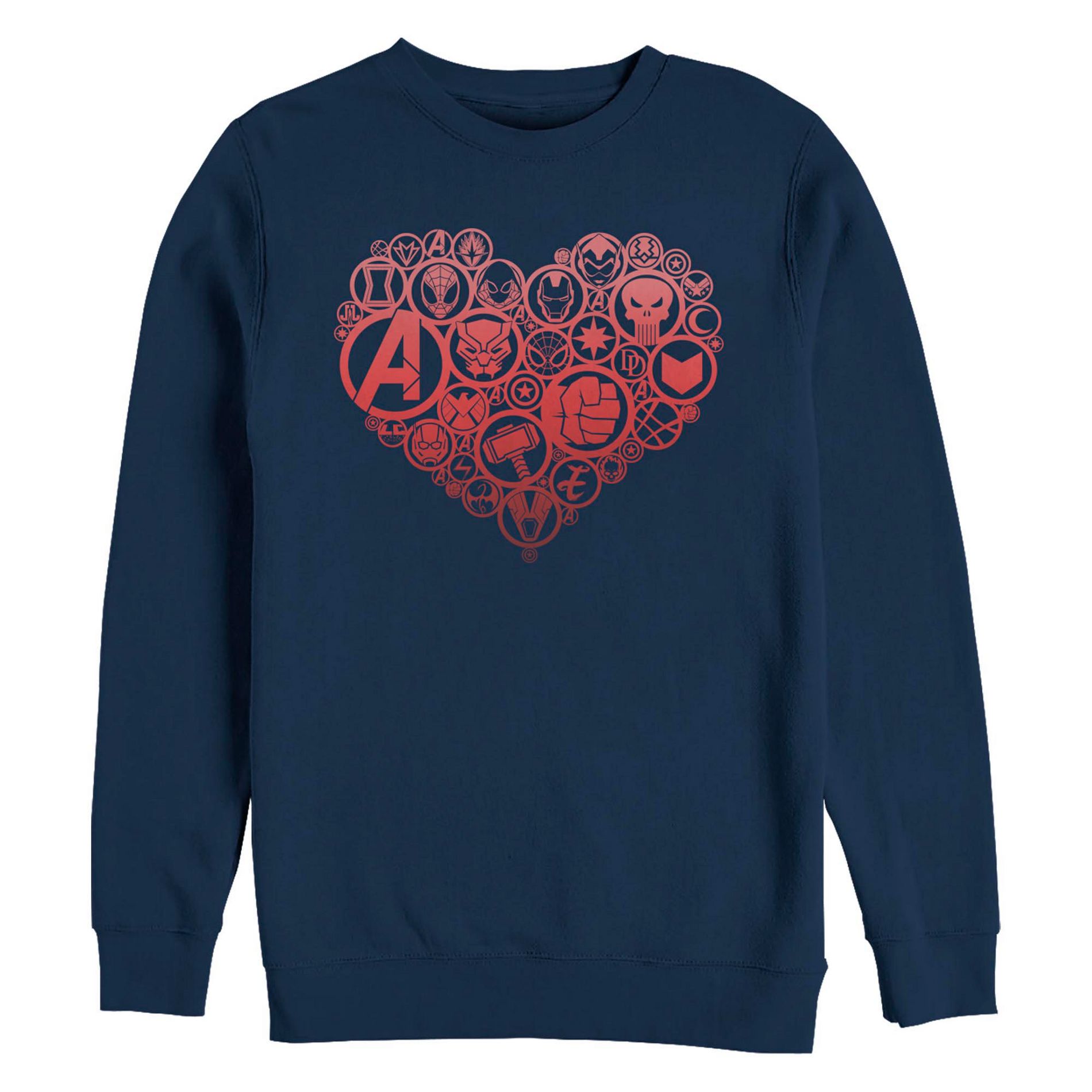 Men's Marvel Valentine's Day Hero Icon Heart  Sweatshirt - Navy Blue - 3X Large