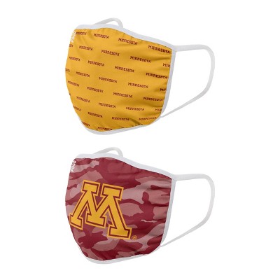 NCAA Minnesota Golden Gophers Youth Clutch Printed Face Covering 2pk