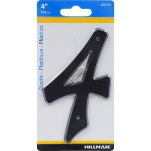 Hillman 4 in. Black Plastic Nail-On Number 4 1 pc (Case of 10) - 1 of 1