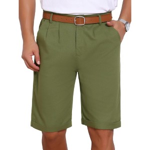 INSPIRE CHIC Men's Linen Pleated with Pockets Above Knee Casual Shorts - 1 of 4