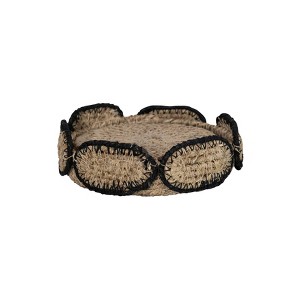 Storied Home Boho 2-Tone Woven Seagrass Coasters with Basket Holder, Natural and Black, Set of 4 Coasters - 1 of 4
