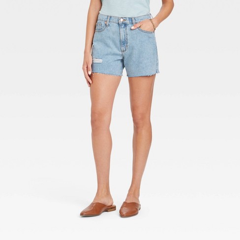 Women's Mid-rise Boyfriend Jean Shorts - Universal Thread™ Light Blue 0 :  Target