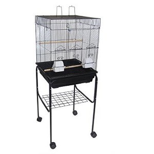 YML 5924 3/8 inches Bar Spacing Flat Top Bird Cage with Stand 18 inches x 18 inches /Small Black - 1 of 1