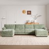 142" Chenille 6-Seat Modular U-Shaped Sectional Sofa with Petal Armrests, USB & Type-C Charging Ports, and Movable Ottoman - 3 of 4
