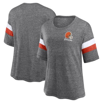 NFL Cleveland Browns Women's Champ Caliber Heather Short Sleeve Scoop Neck  Triblend T-Shirt - S