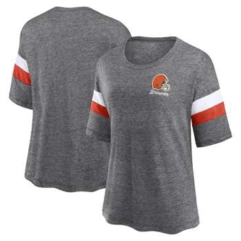 NFL Cleveland Browns Women's Weak Side Blitz Marled Left Chest Short Sleeve T-Shirt