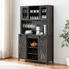 Garvee Black 70-Inch Farmhouse Bar Wine Cabinet with Sliding Barn Doors, Ample Storage Space, Wine & Glass Racks - Versatile Coffee - 2 of 4