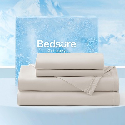 Cooling Sheets, Cooling Bed Sheets for Hot Sleepers, Chill Cool Sheet, Deep Pocket Up to 17.5 Inches, Soft & Breathable California King Sheet Sets, 4