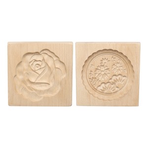 Unique Bargains Wooden 3D Carved Smooth Vintage Baking Cookie Biscuit Mould 2 Pcs - 1 of 4