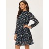 INSPIRE CHIC Women's Stand Collar Smocked Waist Sheer Sleeve Ruffle Layers Floral Chiffon Dress - 2 of 4
