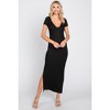 PinkBlush Black Basic Ribbed Side Slit Maternity Midi Dress - 4 of 4