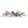 Northlight Frosted Winter Greenery and Jingle Bells Christmas Pillar Candle Holder - 28" - 4 of 4