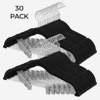 SONGMICS 30 Packs Velvet Skirt Pants Hangers Velvet Hangers with Adjustable Clips Non Slip Space Saving Clothes Hangers