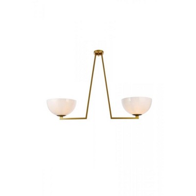 Elegant Lighting Jeanne 2 lights brass and white glass flush mount