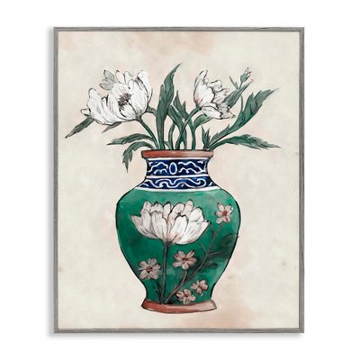 Stupell Industries Floral Oriental Vase, 16" x 20"