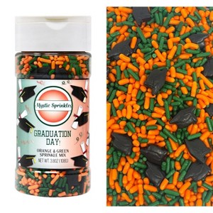 Mystic Sprinkles Graduation Day! Orange & Green Sprinkle Mix 3.8oz - 1 of 4
