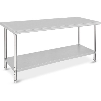Stainless Steel Work Table–Adjustable Utility Kitchen Cart with Backsplash,Heavy Duty Equipment