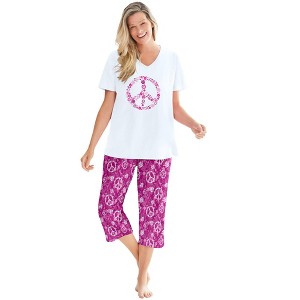 Dreams & Co. Plus Size 2-Piece Capri PJ Set - 1 of 4