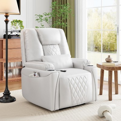 Power Lift Recliner Chair Sofa, PU Leather Reclining with Charging Ports, Cup Holders, Electric Stand Assist for Elderly with Remote