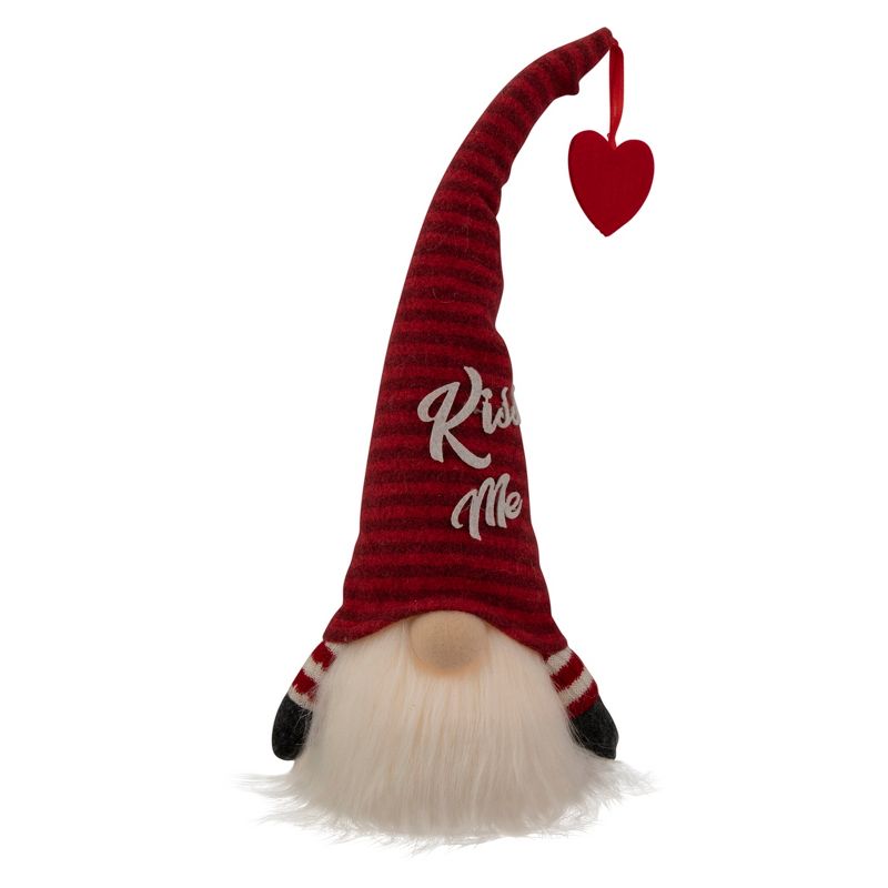 Northlight 14" Lighted Red Striped 'Kiss Me' Valentine's Day Gnome, 1 of 7