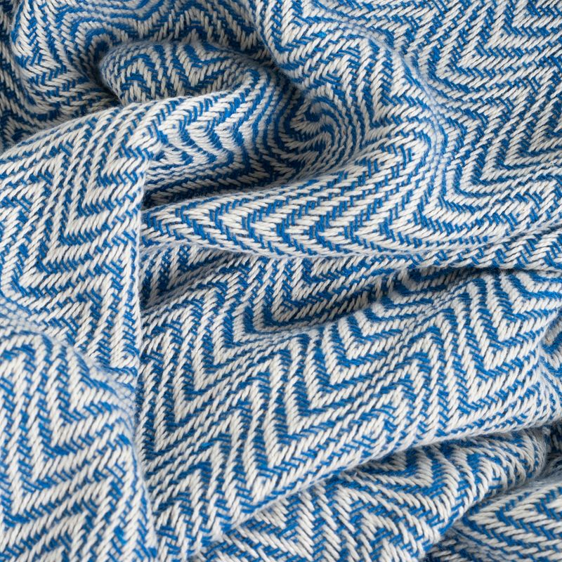 Chevron Cotton Blanket (Full/Queen) Blue - Yorkshire Home, 4 of 5