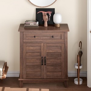 Farmhouse Storage Cabinet Adjustable with 7-Tier Shelves Style 31.5", Rustic Kitchen & Dining Room Organizer, Multi-Functional Entryway Cabinet - 1 of 4