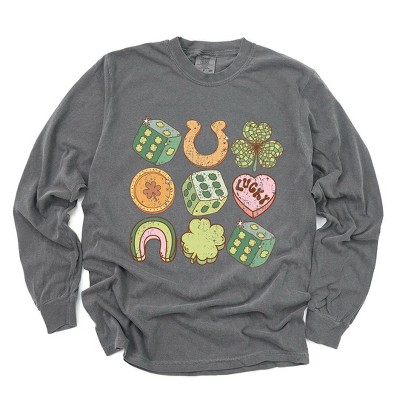 Simply Sage Market Women's St. Patrick's Charm Chart Long Sleeve Garment Dyed Tee