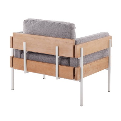 Luxe Gray Faux Leather and Metal Square Arm Accent Chair