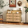 Rattan 6-Drawers Storage Cabinet, 43.31" Dresser with LED Lights and Power Outlet for Entryway, Living Room, Hallway, Bedroom - 4 of 4