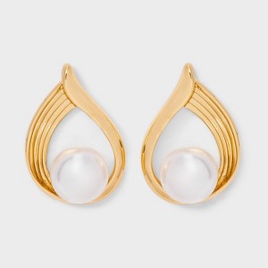 Elegant Pearl Drop Earrings - A New Day™ Pearl/Gold - 1 of 3