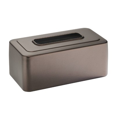 iDESIGN Olivia Tissue Box Bronze: Metal Holder for Bathroom, Elegant Solid Pattern, 10" Width