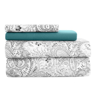 6 Piece Sheet Sets Paisley Printed Sheets Set Ultra Soft Deep Pocket Microfiber Bed Sheets - Lux Decor Collection
