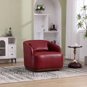CAVINAS 360° Swivel Barrel Chair,Plush Polyester Blend Accent Arm Chair with Rotating Metal Base for Bedroom,Living Room,Office,Hotel - 1 of 4