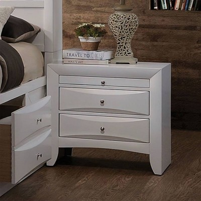 Elegant White 2-Drawer Nightstand with Beveled Fronts - 26"x25"